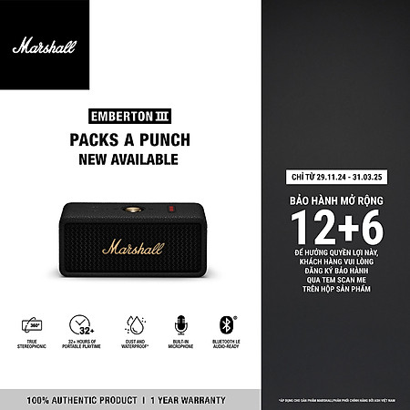 Loa Bluetooth Marshall Emberton III Portable - Hàng chính hãng