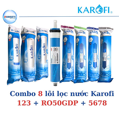 Combo 8 lõi lọc nước dành cho máy lọc Karofi 8 cấp ( Lõi 123+RO+Nanosilver+Mineral+Gac T33+Far Infrared) - Hàng chính hãng