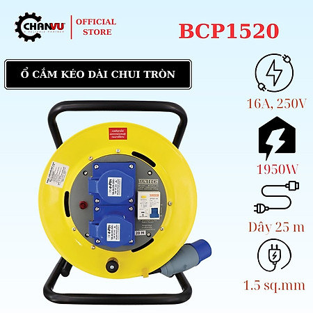Ổ Cắm Rulo tròn quay tay, ổ cắm điện Kéo Dài SUNTECH BCP1520 và BCP2530.An Toàn theo tiêu chuẩn Thái