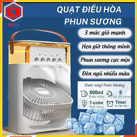 Quạt Hơi Nước Mini, Quạt Phun Sương Mini, Quạt Để Bàn 3 Chế Độ Tích Hợp Đèn Led Và Hẹn Giờ Sử Dụng, Màu Ngẫu Nhiên - Hàng Chính Hãng