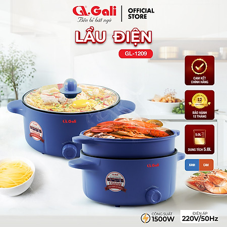 Nồi lẩu điện Gali GL-1210, GL-1209 đa năng, chiên, xào, nấu, hấp các loại rau củ quả, tôm thịt cá, hàng nhập khẩu chính hãng. Bảo hành 24 tháng