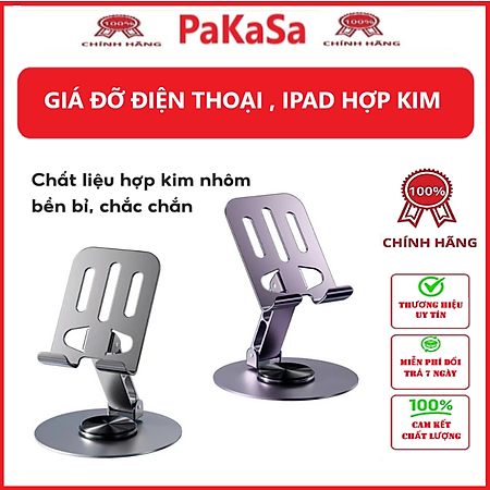 Giá đỡ điện thoại máy tính bảng nhôm nguyên khối trục xoay 360° gấp gọn tiện dụng - Hàng nhập khẩu