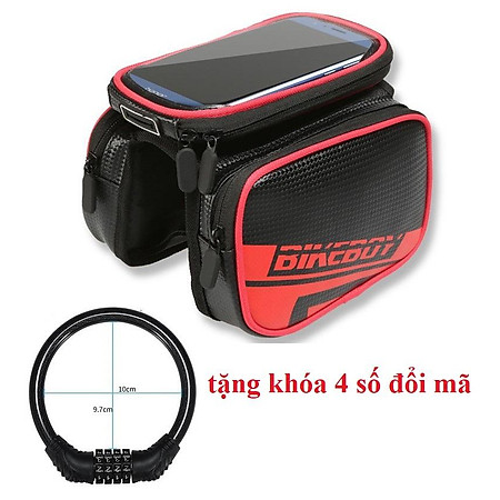 Túi 4 Ngăn Treo Sườn Xe Đạp Kèm Túi Chống Nước Cho Điện Thoại - Tặng khóa 4 số đổi mã
