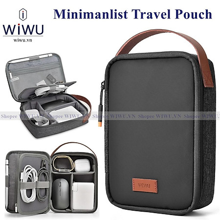 Túi xách đựng phụ kiện đồ công nghệ, chia nhiều ngăn đựng sạc , cáp , chuột , pin dự phòng WI WU Minimal tech pouch - Hàng nhập khẩu