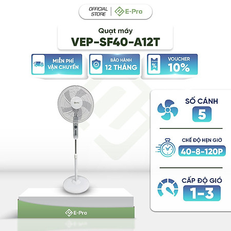 Quạt đứng VEP-SF40-A12T - 3 chế độ gió linh hoạt