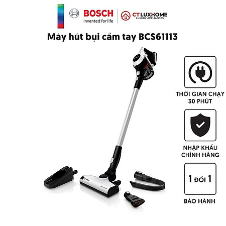 Máy hút bụi cầm tay mini Bosch BCS61113 Serie 6 Unlimited Hút liên tục 30 phút - Hàng chính hãng