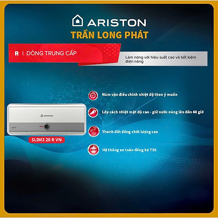 BÌNH NƯỚC NÓNG GIÁN TIẾP 20 LIT ARISTON SLIM3 20R VN - NEW - HÀNG CHÍNH HÃNG