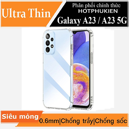 Ốp lưng silicon dẻo trong suốt mỏng 0.6mm cho Samsung Galaxy A23 / A23 5G hiệu Ultra Thin độ trong tuyệt đối chống trầy xước - Hàng nhập khẩu