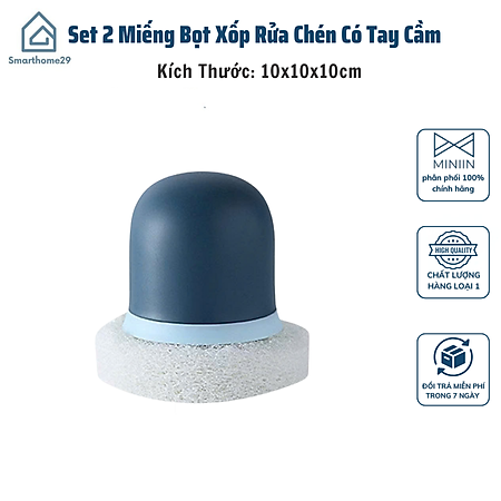 Set 2 Miếng Bọt Xốp Rửa Chén Đa Năng Có Tay Cầm - Dễ Dàng Vệ Sinh Bát Đĩa - HÀNG CHÍNH HÃNG MINIIN