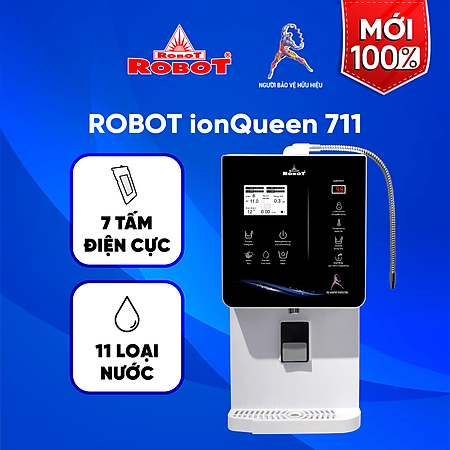 Máy Lọc Nước Điện Giải Ion Kiềm ROBOT IonQueen 711 Chế Độ Nóng Nguội Lạnh - 7 Tấm Điện Cực Titanium Phủ Platium - Hàng Chính Hãng