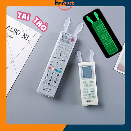 Vỏ Bọc Điều Khiển TV Remote Điều Hoà Silicone Tai Thỏ Dạ Quang Phát Sáng Chống Thấm Nước Bụi Bẩn - Hàng Nhập Khẩu