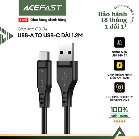 Cáp Acefast USB-A to Type C (1.2m) - C3-04 Hàng chính hãng Acefast