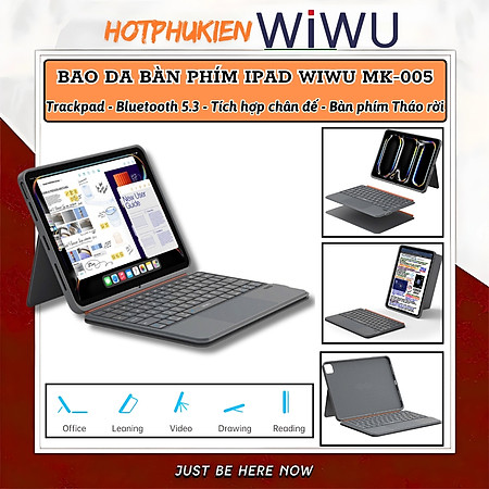 Case bao da bàn phím bluetooth V5.3 tích hợp trackpad / touchpad hiệu WIWU WM005 cho iPad Pro 11 13 inch M4 Pro 11 2020/21/22 Air 4/5/6/7 Gen 7 8 9 10.2 inch 10.5 inch - Bàn phím từ tính nam châm tháo rời, tích hợp giá đỡ - Hàng nhập khẩu