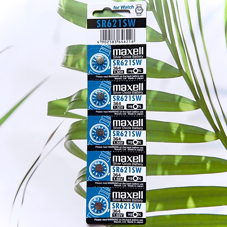 Vỉ 5 Viên Pin SR621SW / 364 Maxell 1.55V Cho Đồng Hồ Đeo Tay