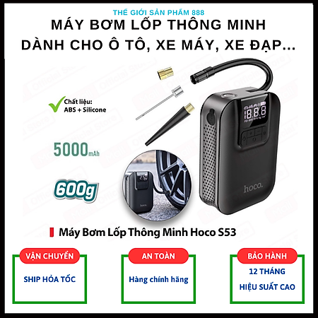 Máy Bơm lốp xe ô tô, xe máy, xe đạp,... đa năng thông minh tiện lợi Cao Cấp OLAPLE 2 Trong 1 S53 - Hàng Nhập Khẩu