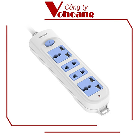 Ổ cắm điện 4 lỗ cắm Huntkey HK-A42 dây dài 3 mét, chịu tải 2500W với 2 lỗ cắm đa năng - Hàng chính hãng