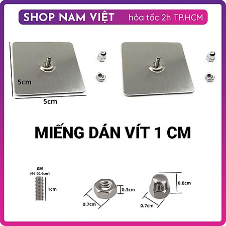 Set 2 Miếng Dán Vít Kim Loại Dán Tường Không Cần Khoan