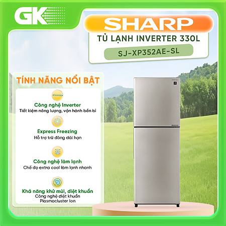 Tủ lạnh Sharp 330L SJ-XP352AE-SL Inverter - Hàng chính hãng (Chỉ giao HCM)