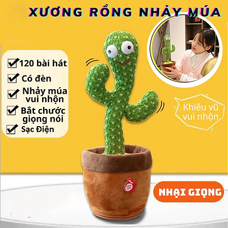 Cây xương rồng nhảy múa vui nhộn, uốn lượn, nhại tiếng, phát sáng - Xương rồng biết nói cao cấp - Hàng chính hãng