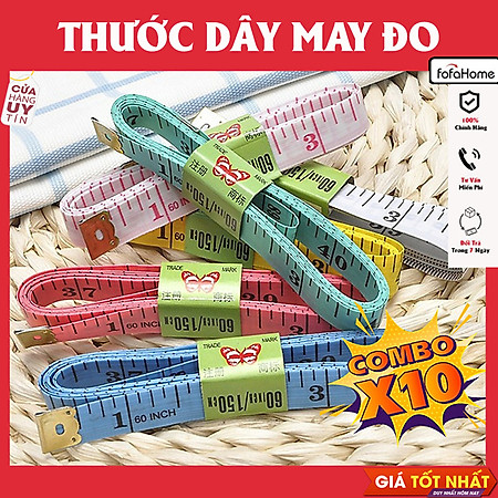 Combo 10 Thước Dây May Đồ - Thước Dây Đo 3 Vòng 150cm Thước Dây Đầu Thép Đo Vòng Bụng Eo 3 Vòng Kiểm Tra Sức Khỏe 1.5 Mét - Đo Quần Áo, Quà Tặng Giảm Cân