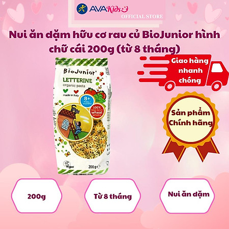 Mì ăn dặm hữu cơ (cho bé từ 8 tháng) hình chữ Bio Junior gói 200g