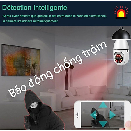 Camera Mini hình bóng đèn Xoay 360 độ FullHD 3MP dùng ứng dụng Yoosee (Ban đêm có màu) -Hàng Nhập Khẩu