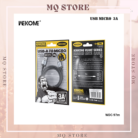 Cáp sạc nhanh Wekome WDC-97 bọc dù chống dứt, chân cắm Usb Type C , Micro , Lning độ dài 1 mét, cáp KinKong Ruike akz ( hàng chính hãng)