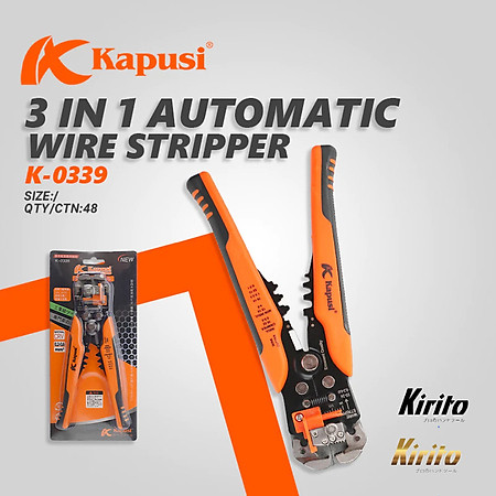 Kìm tuốt dây điện tự động công nghiệp, bấm cos, cắt dây Kapusi Nhật Bản 8 inch/ 200mm