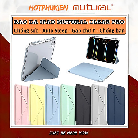Case/ Ốp/Bao da IPAD hiệu Mutural Clear Pro Cho IPAD Gen 11 A16 2025 / Gen 10 10.9 inch 2022 - Lưng PC trong suốt , viền TPU, Có Khay Đựng Bút, Bao Da Thông Minh, tự động tắt mở màn hình - Hàng nhập khẩu