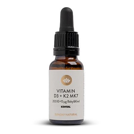 Thực phẩm bảo vệ sức khỏe Vitamin D3K2 MK7 Sunday Natural 20ml nhập khẩu từ Đức bổ sung D3K2 cho bé từ sơ sinh
