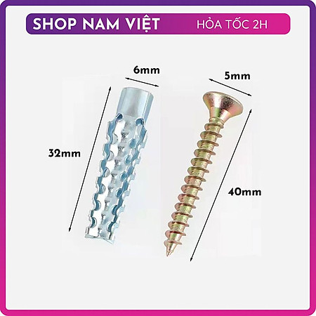 Set 10 Tắc Kê Nở Thép Siêu Bền Kèm Vít