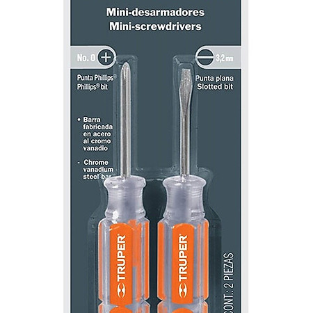 Bộ tuốc nơ vít dẹp và bake 2 cây Truper 14199 (DES-MINI-2)