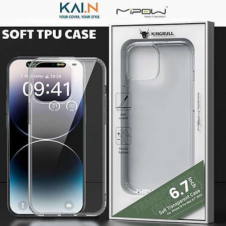 Ốp Lưng Case Trong Suốt Dành Cho iPhone 15 Pro Max / 15 Pro / 15 Plus / 15, Mipow Silicone TPU SOFT Transparent Case - HÀNG CHÍNH HÃNG