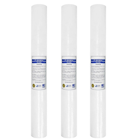 Bộ 3 lõi lọc nước PP | số 1- 1micron dùng cho bộ lọc thô, máy lọc nước R.O 50L/h (Hàng chính hãng)
