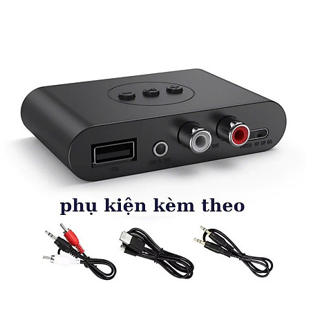 Thiết Bị Nhận Bluetooth, NFC Cho Loa Và Amply Hỗ Trợ Cổng 3.5mm, AV, USB Bộ Thu Phát Bluetooth 5.0 2 in 1 - Chế độ chuyển đổi linh hoạt, Âm Thanh HD, Độ Trễ Thấp, Khoảng Cách Trên 10m Chip thông minh, Cổng kết nối đa dạng RCA AUX USB - Hàng Chính Hãng