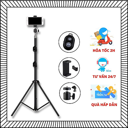 Cây Livestream Selfiecom - Hỗ trợ chụp ảnh, quay video, chơi tiktok, gắn đèn livestream - Tặng kèm remote bluetooth chụp ảnh- Hàng chính hãng