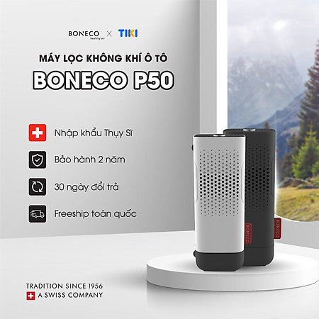 Máy Lọc Không Khí Ô Tô Thụy Sỹ Boneco P50 Khuếch Tán Tinh Dầu Thơm, Tạo Ion Âm Lọc Bụi, Khử Mùi Oto Cũ Mới, Dùng Cho Xe Hơi/Xe Đẩy Em Bé/Bàn Làm Việc - Hàng Chính Hãng