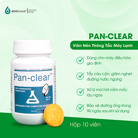 Viên nén thông tắc máy lạnh 1,5 tấn - Pan Clear màu vàng - Xử lý rong rêu, cặn bẩn - Hộp 10 viên