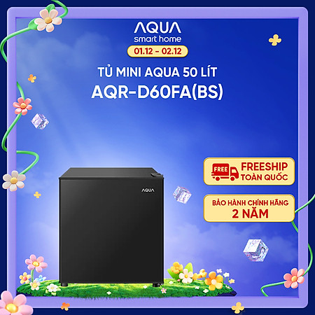 Tủ lạnh Aqua 50 lít AQR-D60FA(BS) - Freeship toàn quốc - Hàng chính hãng