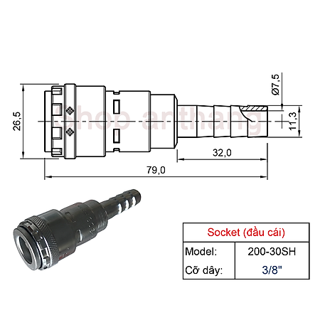 Khớp nối nhanh khí nén một chạm 200-SH, Nitto - Nhật Bản
