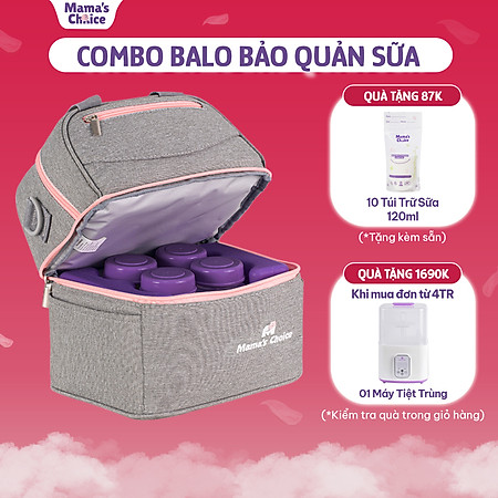 Combo Balo Bảo Quản Sữa Mẹ Mama’s Choice, Trọn Bộ Giữ Nhiệt Bình Sữa Đa Năng, Đựng Đồ Cho Mẹ Bé, Giữ Lạnh Lên Tới 14 Giờ