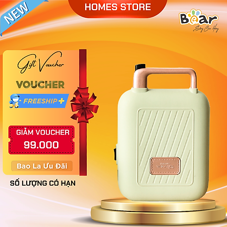 Máy Nướng Bánh Mỳ, Máy Kẹp Bánh Mỳ Sandwich-Waffle BEAR DBC-C06M1 Dung Tích 0.8 Lít, Công Suất 600 W - Hàng Chính Hãng
