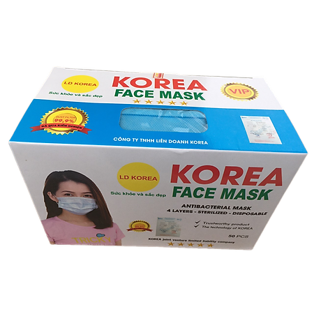 KHẨU TRANG Y TẾ KOREA, 04 LỚP (1 HỘP/50 CHIẾC/5 TÚI NILON)