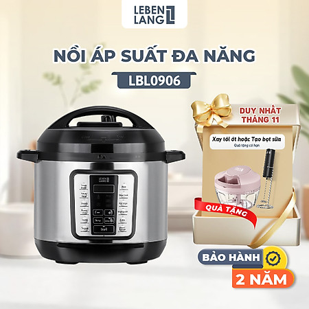 Nồi áp suất điện đa năng LEBENLANG LBL0906, dung tích 6L, chế độ ninh hầm siêu nhanh, tiết kiệm thời gian, bảo hành 2 năm - hàng chính hãng