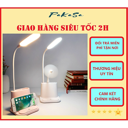 Đèn Học , Đèn Đọc Sách Để Bàn Chống Cận Có Ống Đựng Bút , Giá Đỡ Điện Thoại , Cổng Sạc Usb - Hàng Chính Hãng