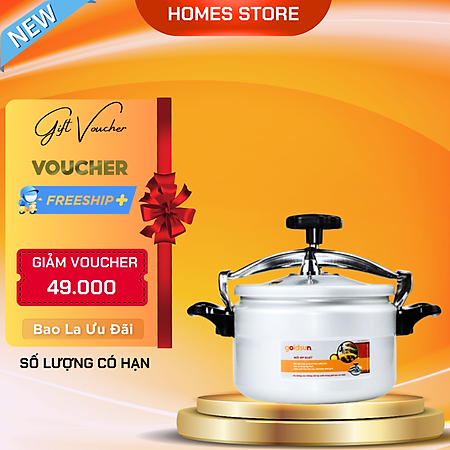 Nồi Áp Suất Nhôm Đáy Từ Goldsun GPC1930-05IH Dung Tích 5 Lít Có Van An Toàn - Hàng Chính Hãng