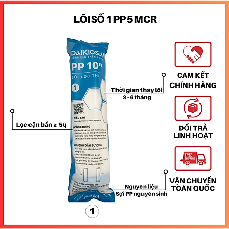Chính Hãng - Lõi Lọc Nước RO Số 1 Lõi PP 10" 5 Micro Đại Việt