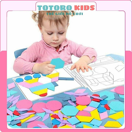 Bộ đồ chơi xếp lắp ráp ghép hình thông minh cho bé bằng gỗ Tangram 180 chi tiết