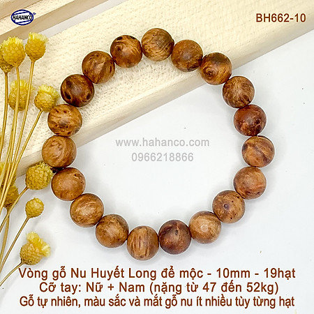 Vòng tay Nu Huyết Long để mộc hàng VIP (BH662) thơm mùi gỗ, Mang lại tài lộc bình an, may mắn - Bracelet of HAHANCO