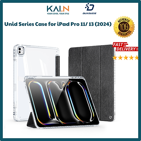 Bao da cho iPad Pro 11 inch 2024/ Pro 13 inch 2024 M4, Dux Ducis Unid Series With Apple Pencil Holder & Auto Sleep Wake_ Hàng chính hãng